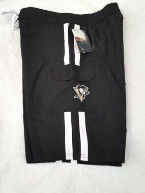 Pittsburgh Penguins Men Swim Shorts Board Trunk Elastic Waist Adult Size LRG NHL